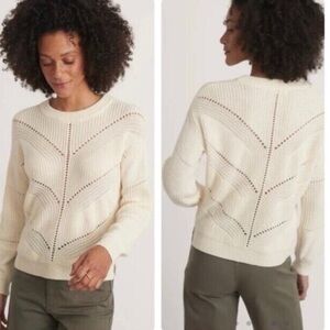 Marine Layer Olivia Crewneck Sweater in Cream Fisherman Style size Small